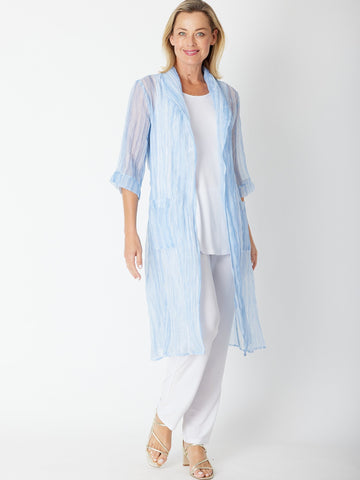 Organza Long Wrap Jacket - 30172 Blue - Coats & Jackets