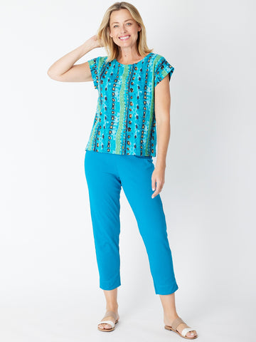 7/8 Slim Cottolen Stretch Pull on Pant COTTOLENE the new bengaline)- Pacific 24152 - S - Bestsellers