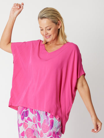 Pebbles Core Rayon V Top - Hotpink -30528 - Clothes for Senior & Elderly Women