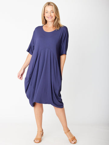 Bamboo Cap Bounce Dress - 25362 Navy - Cordelia St