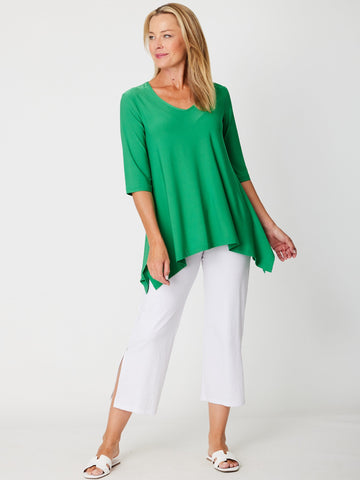 ANDREA VEE NECK MID SLV - Emerald- 26355 - 