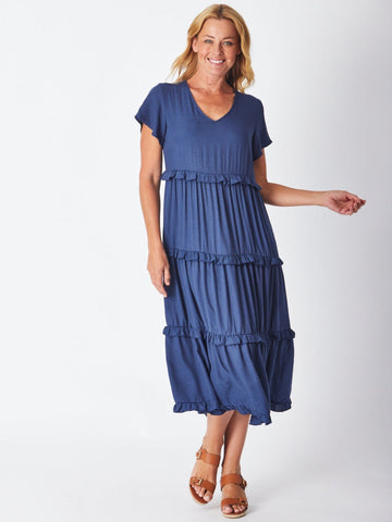 Ruffle Tier Dress - Navy 26527-S - Dresses