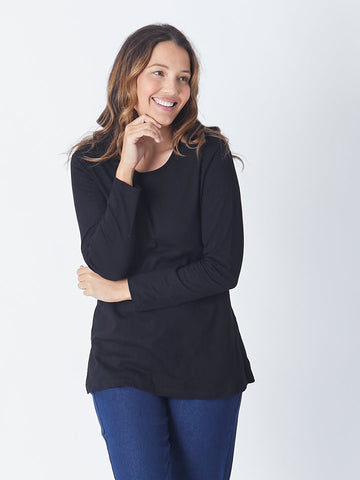 Slub Button Back Long Sleeve - Black 27130- SW - Casuals