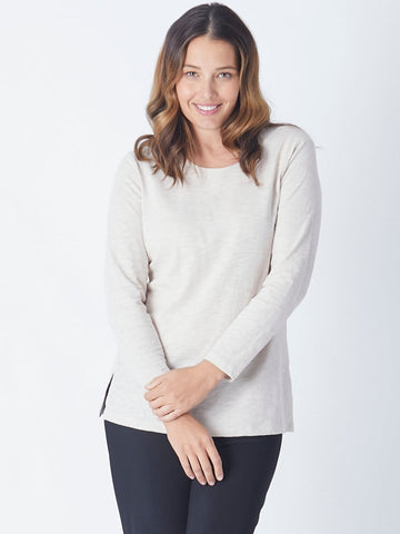 Slub Button Back Long Sleeve - Sand 27130-S - Cordelia St