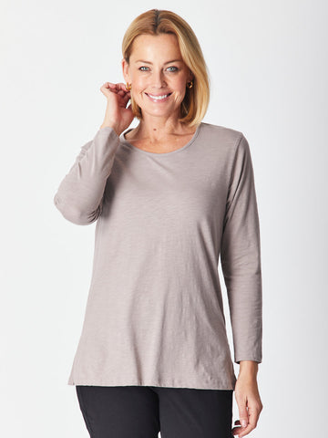 Slub Button Back Long Sleeve - Latte 27130- S - Casuals