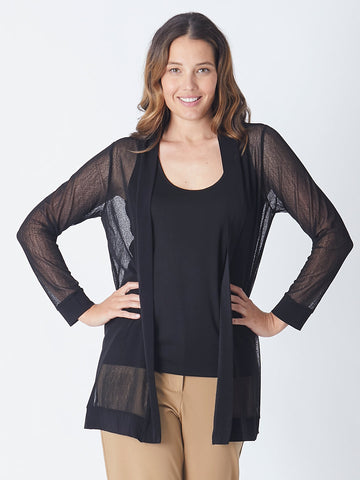 Longer Long Line MESH Cover Up - 27288 Black - Coats & Jackets