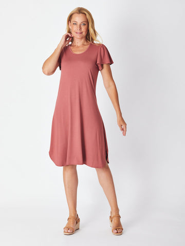 Bamboo Belinda Swing Ruffle Slv Dress - 27603 - Terracotta - 