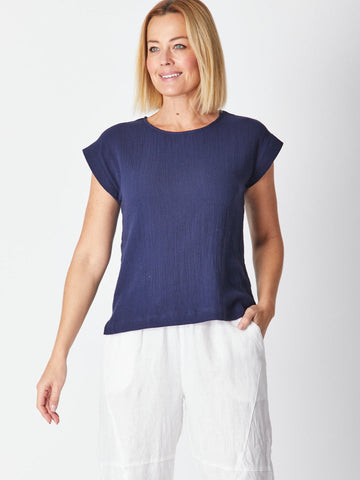 Tarin Everyday Top - Navy 28018-S - Cotton Essentials Collection