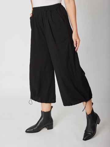 WIDE LEG DRAWSTRING PANT - Black - 28543 - 