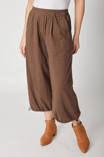 WIDE LEG DRAWSTRING PANT - Coffee 28543-s - 