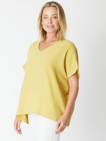 Bubble Cotton Kimono Top - CHARTREUSE - 29381 - Spring/Summer