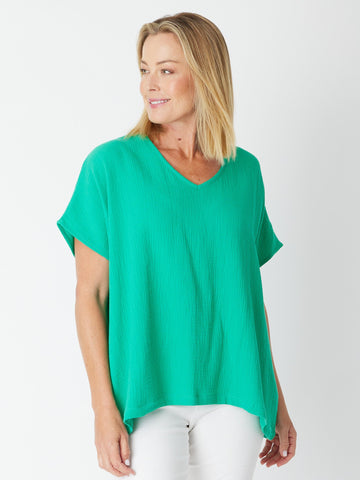 Bubble Cotton Kimono Top - Emerald  -29381 - Spring/Summer