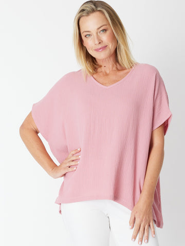 Bubble Cotton Kimono Top - Rose -29381 - Cotton Essentials Collection