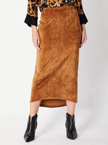 VELOUR HILO SKIRT - CAMEL 29720 -SW - Skirts