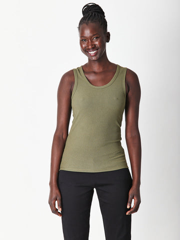 Sally Rib Tank - Khaki - 29670 - Luna Sky