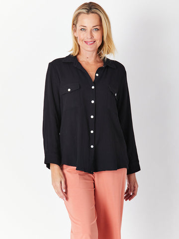 BONDED SHIRT- Black 29682 - SW - Shirt/Blouse