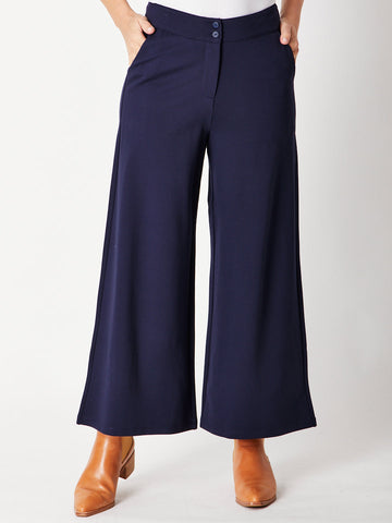 WIDE LEG PONTI PANT - Navy 30013 - sw - 