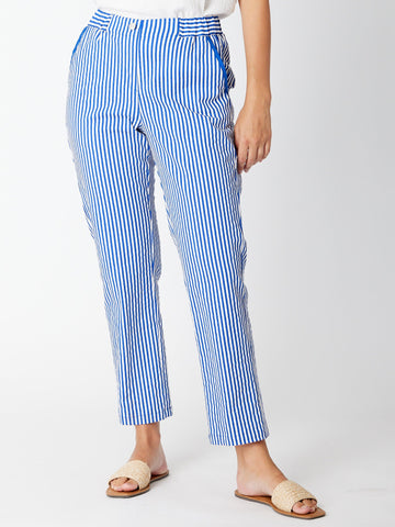 Stretch Sateen Stripe Pant - 30245 Blue - New Arrivals