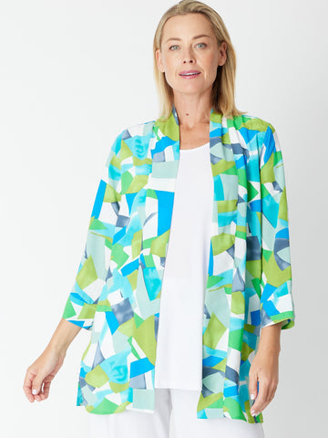 Tropical Long Line Digital Jacket- Green 30298 - Coats & Jackets