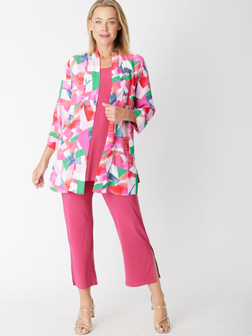 Tropical Long Line Digital Jacket- Hotpink 30298 - Coats & Jackets