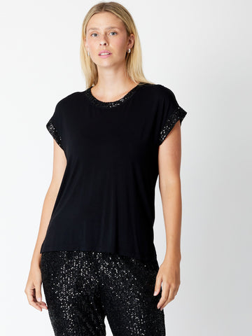 Sequin Sparkle Top- Black - 30303 - Luna Sky