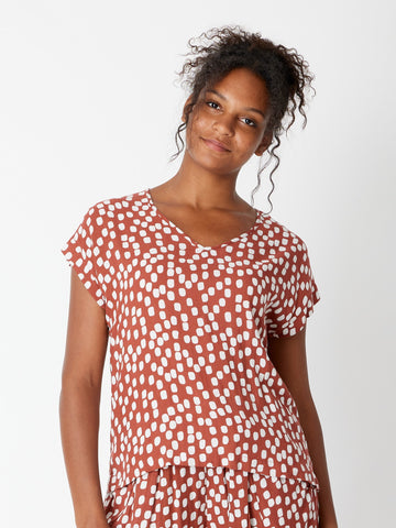 Teardrop Print Top- Cinnamon 30473 - Luna Sky