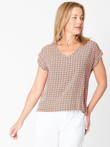 Teardrop Print Top- Orange Petrol 30473 - New Arrivals