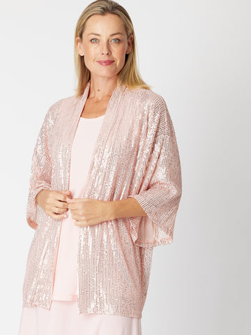 Kimono Sparkle Tonight Jacket- Blush -30564 - HAPPY VALENTINES DAY