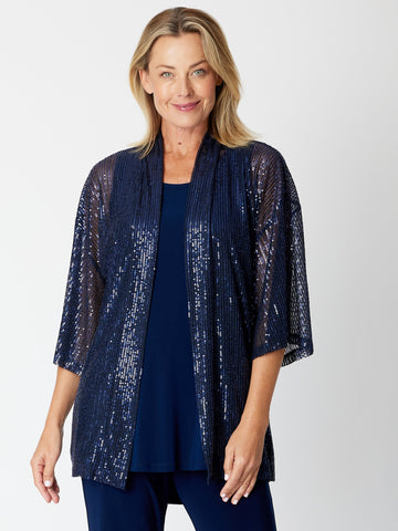 Kimono Sparkle Tonight Jacket- Navy -30564 - Coats & Jackets