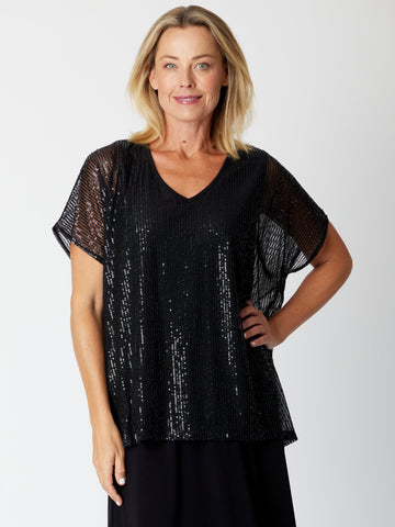 Kimono Sparkle Top Tonight- Black 30567 - Cordelia St