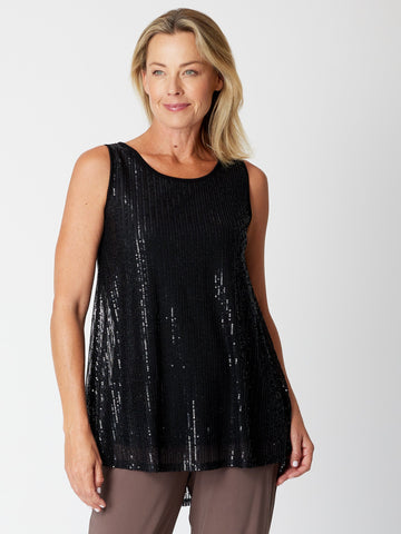 Monty Sparkle Tonight Sleeveless Top- Black 30568 - Cordelia St