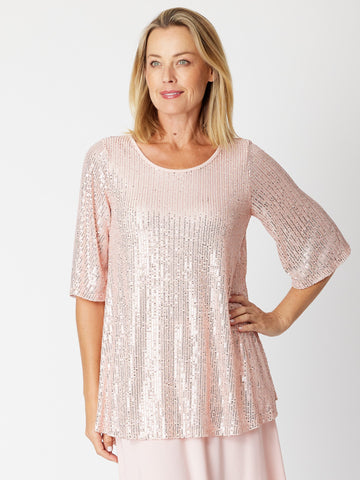 Monty Tonight Short Sleeve Top- Blush 30569 - HAPPY VALENTINES DAY