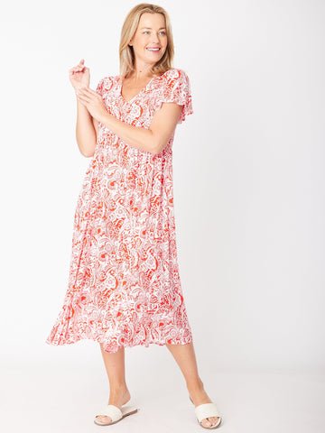 Maxi Flounce Dress- Red White 30581 - HAPPY VALENTINES DAY