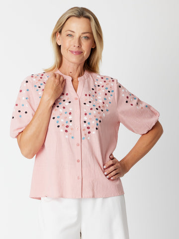 Spot Embroidered Shirt - 30607 Blush - New Arrivals