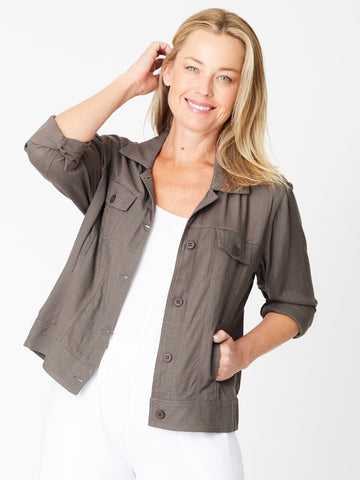 Summer Linen Blend Jacket - 30659 Coffee - Coats & Jackets