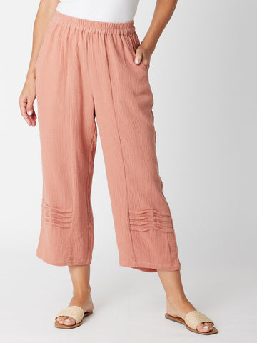 Bonded Pintuck 3/4 Pant  - Rose - 30660 - Cordelia St