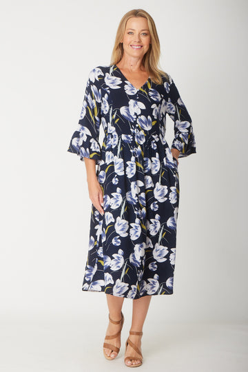 Gemma Ruffle Dress -  Navy - 31570 - New Arrivals