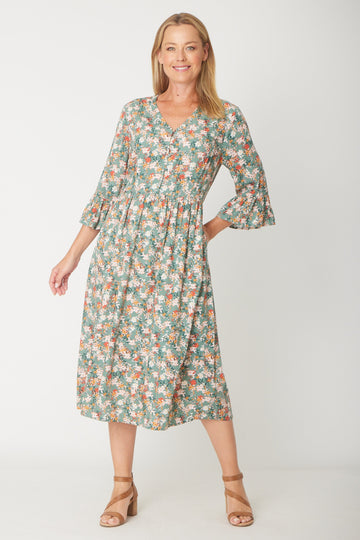 Gemma Ruffle Dress -  Sage - 31570 - New Arrivals