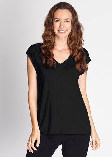 Double V Tee - Black 24190 - Cordelia St