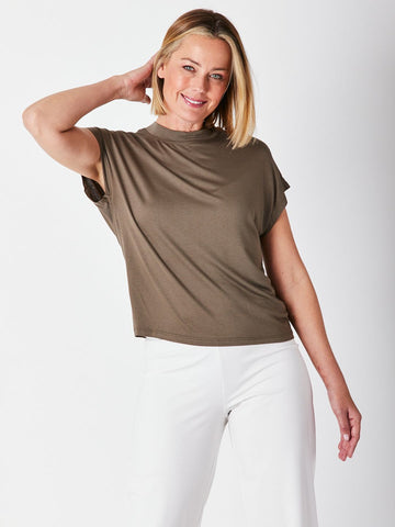 Cap Sleeve Top -  Khaki 25892 - Basics